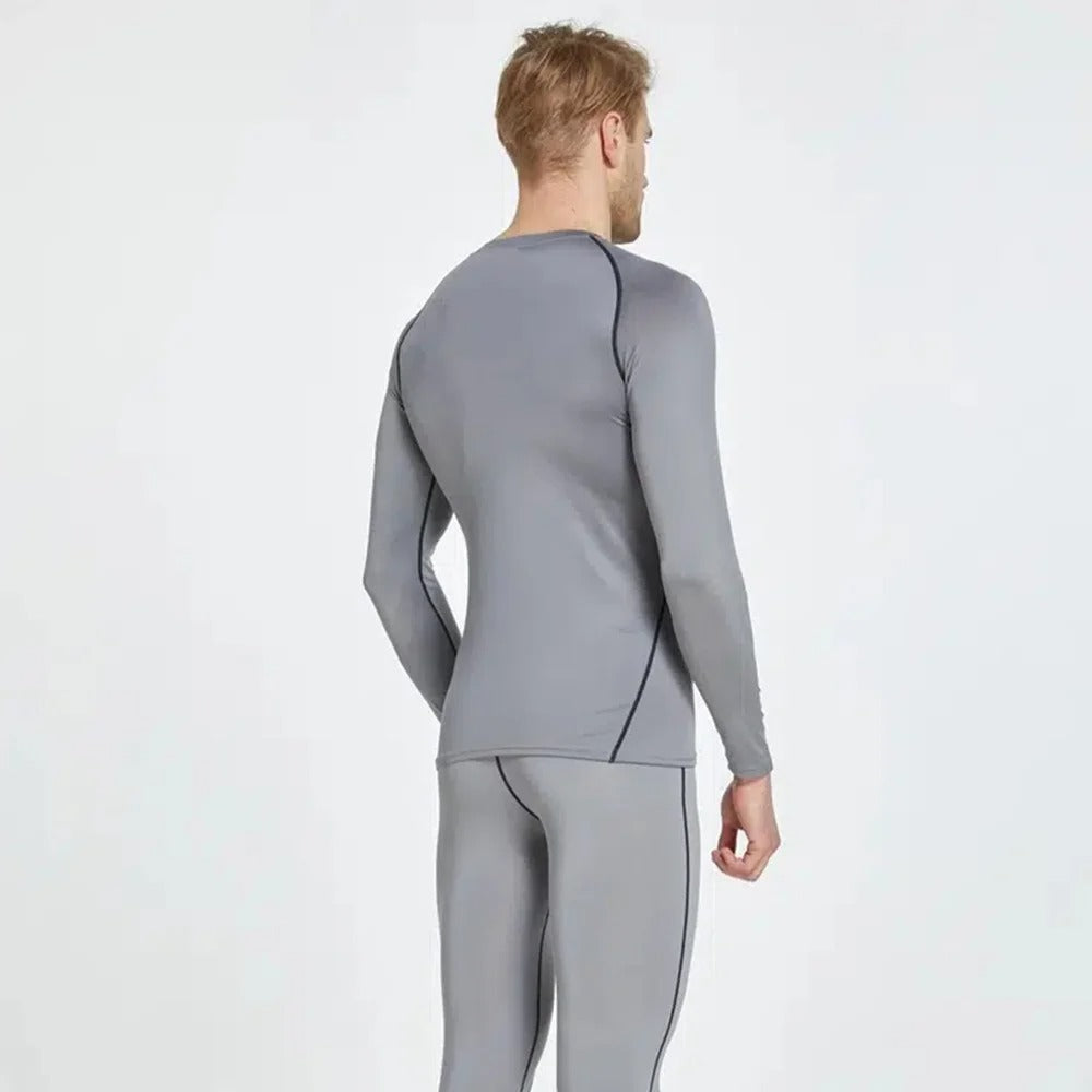 Top Long Compression Gray Sleeve Quick Dry for Men (Medium)