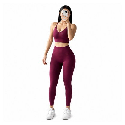 High-Waisted Women's Yoga & Fitness Set (Encore Red-L)