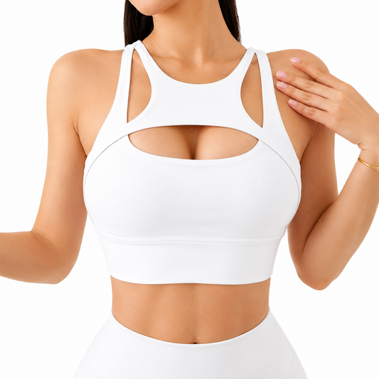 Nylon Sports Bra for Women (White-L)