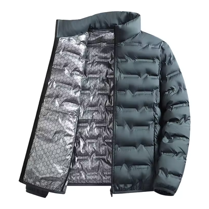 Men's Fleece-Lined with Collar Coat for Winter (Grey-XL)