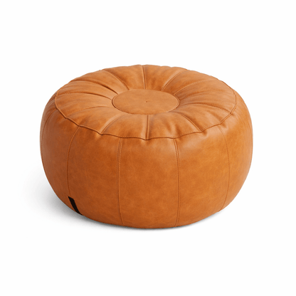 Best Orange Faux Leather Pumpkin Pouf - 50x30cm | Buy Online at Furniture Things Australia