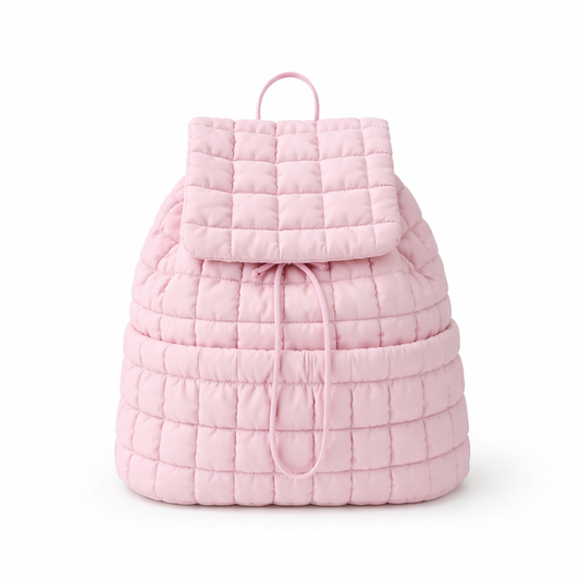Nylon Backpack with Adjustable Straps - Pink