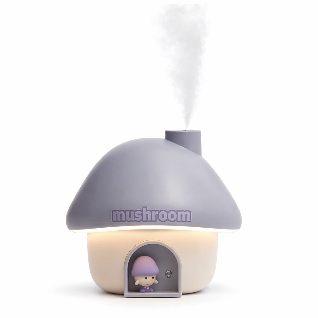 Portable Mushroom Humidifier with 7 Color Sunset Light (Purple)