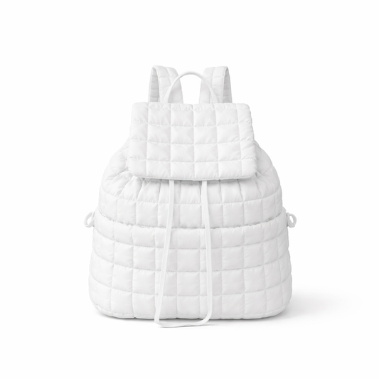 Nylon Backpack with Adjustable Straps - White