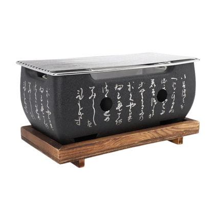 Charcoal Grill Rectangle with Aluminum Japanese BBQ Grill