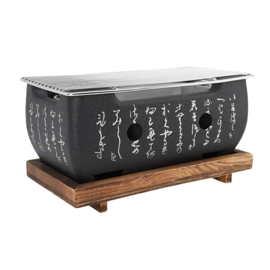 Charcoal Grill Rectangle with Aluminum Japanese BBQ Grill