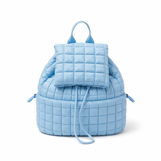 Nylon Backpack with Adjustable Straps - Blue