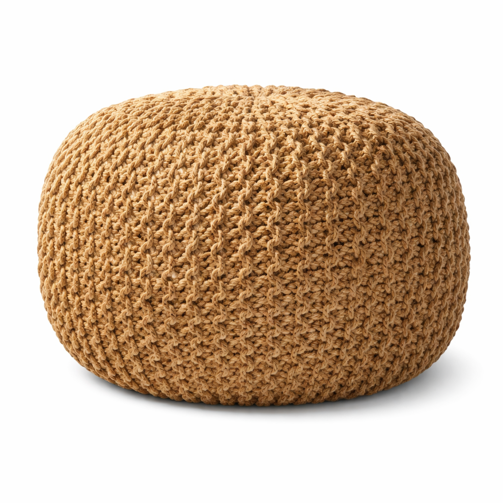 Braided Ottoman Jute Pouffe Footstool Hand Knitted