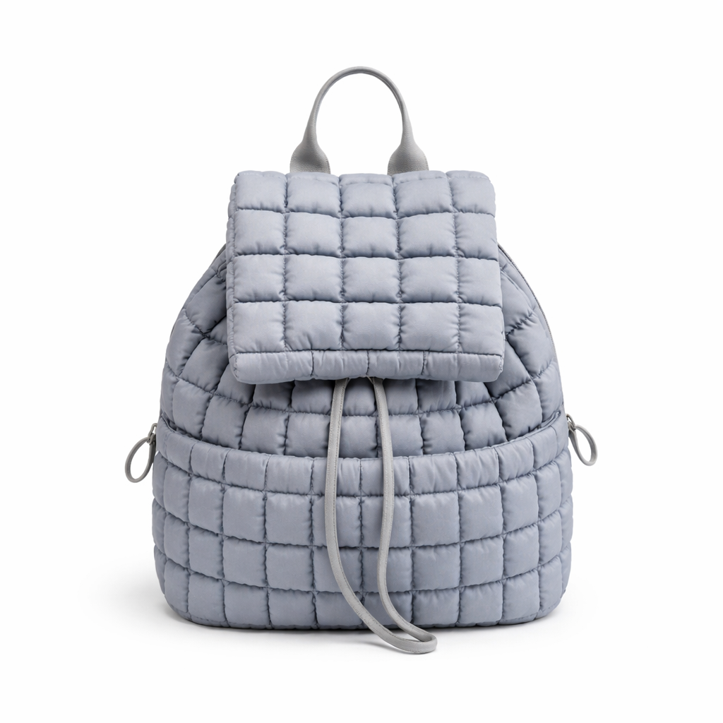 Nylon Backpack with Adjustable Straps - Gray