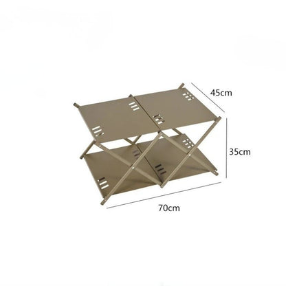 Storage Rack with Folding Three-Tier Outdoor Camping Shelf