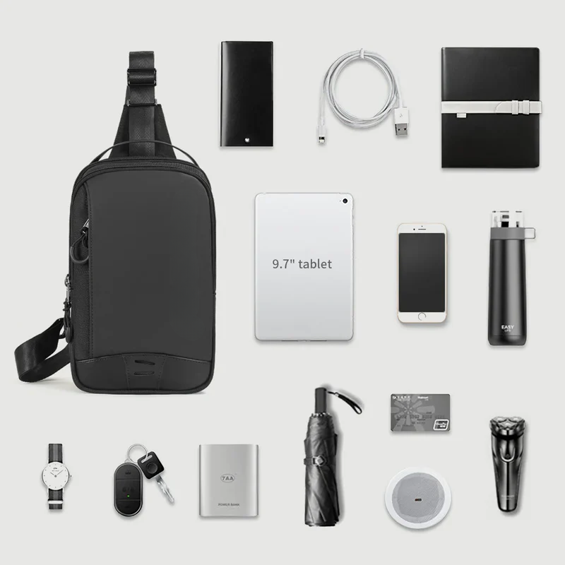 Men Chest Bag with 9.7 Inch iPad Waterproof