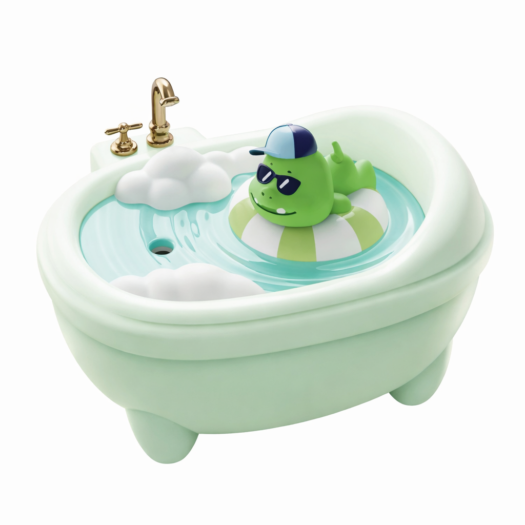 Adorable Bathtub Humidifier with Colorful Night Light (Green)