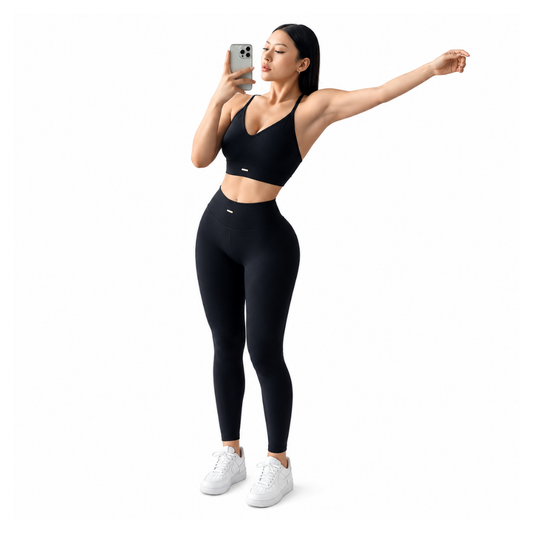 High-Waisted Women's Yoga & Fitness Set (Black-L)