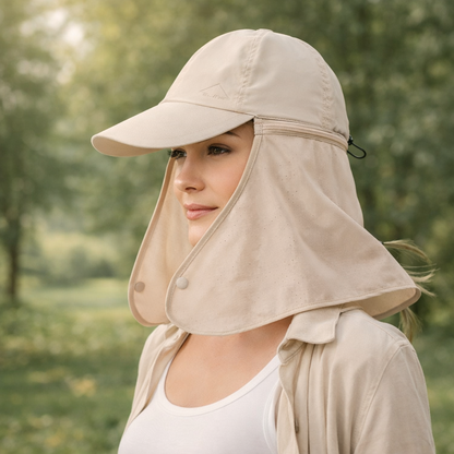 Sun Hat Quick-Dry Neck Flap Unisex (Beige)