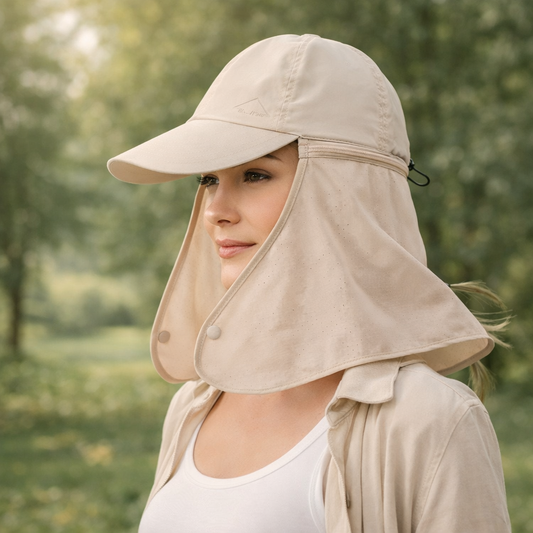 Sun Hat Quick-Dry Neck Flap Unisex (Beige)
