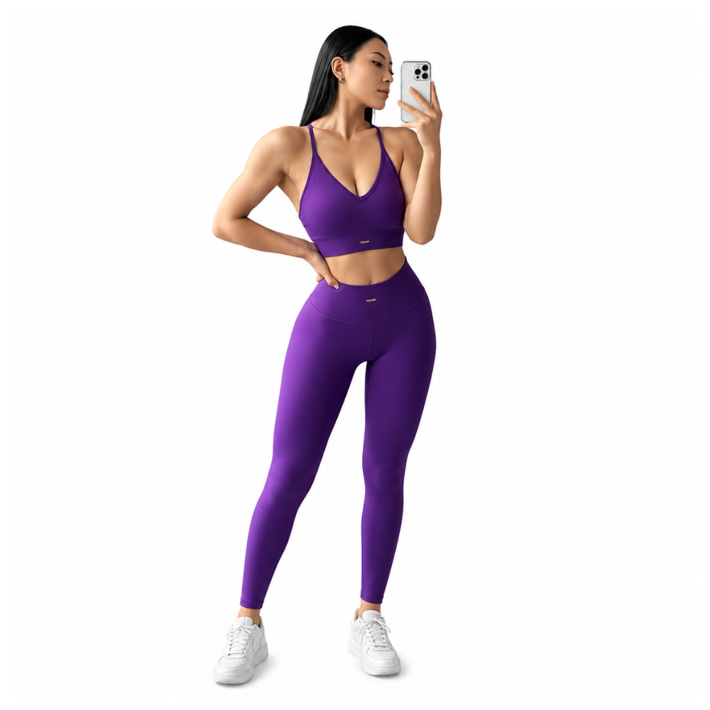 High-Waisted Women's Yoga & Fitness Set (Purple-S)