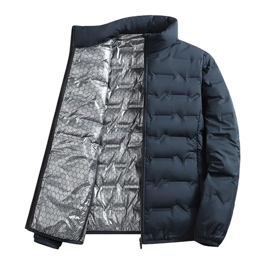 Men's Fleece-Lined with Collar Coat for Winter (Blue-2XL)