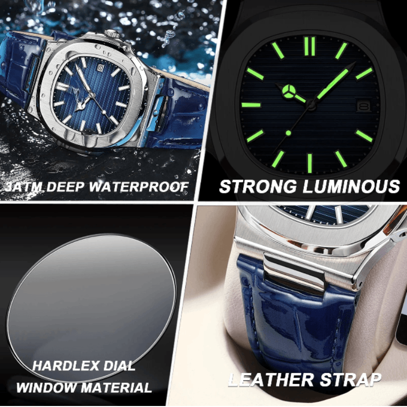 Best Mens Watch Square Quartz with Waterproof Leather | Buy Online at Furniture Things Australia