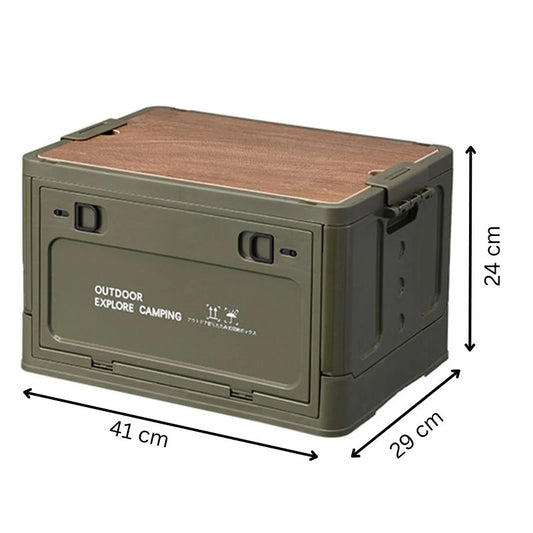 Storage Bin Collapsible 30L Wooden Lid Portable