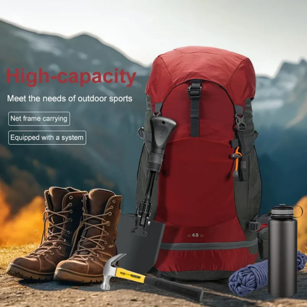 Backpack with 48L Waterproof Nylon for Hiking