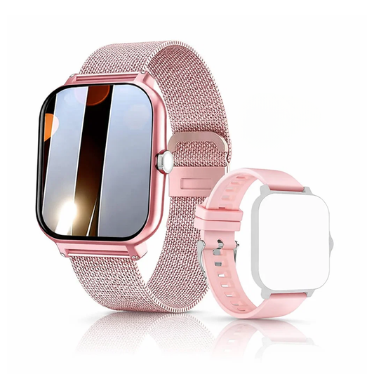 Steel Bracelet With Silicone Strap - Pink