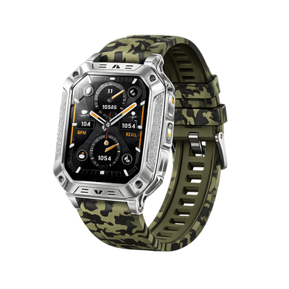 Military Smart Watch with 1400mAh Bluetooth Call (Green Camouflage)
