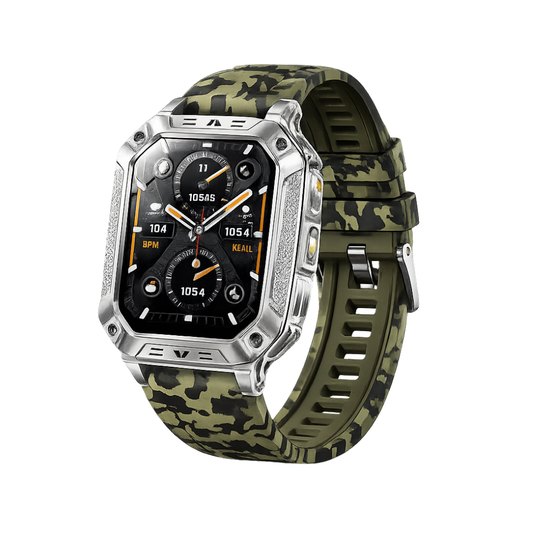 Military Smart Watch with 1400mAh Bluetooth Call (Green Camouflage)