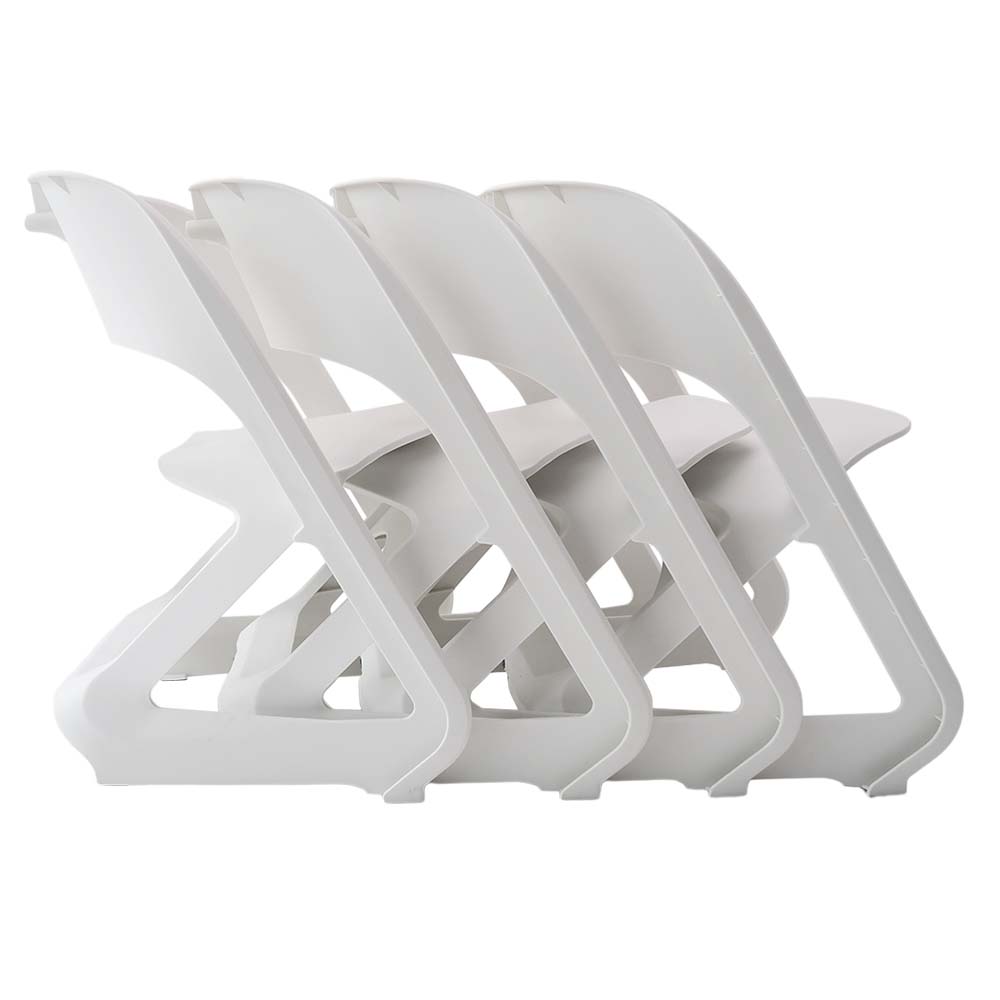 In Set of 4 Dining Chairs Office Cafe Lounge Seat Stackable Plastic Leisure Chairs White