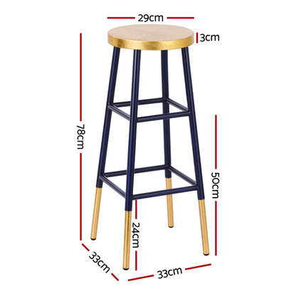 Bar Stools Metal Gold Navy