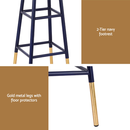 Bar Stools Metal Gold Navy