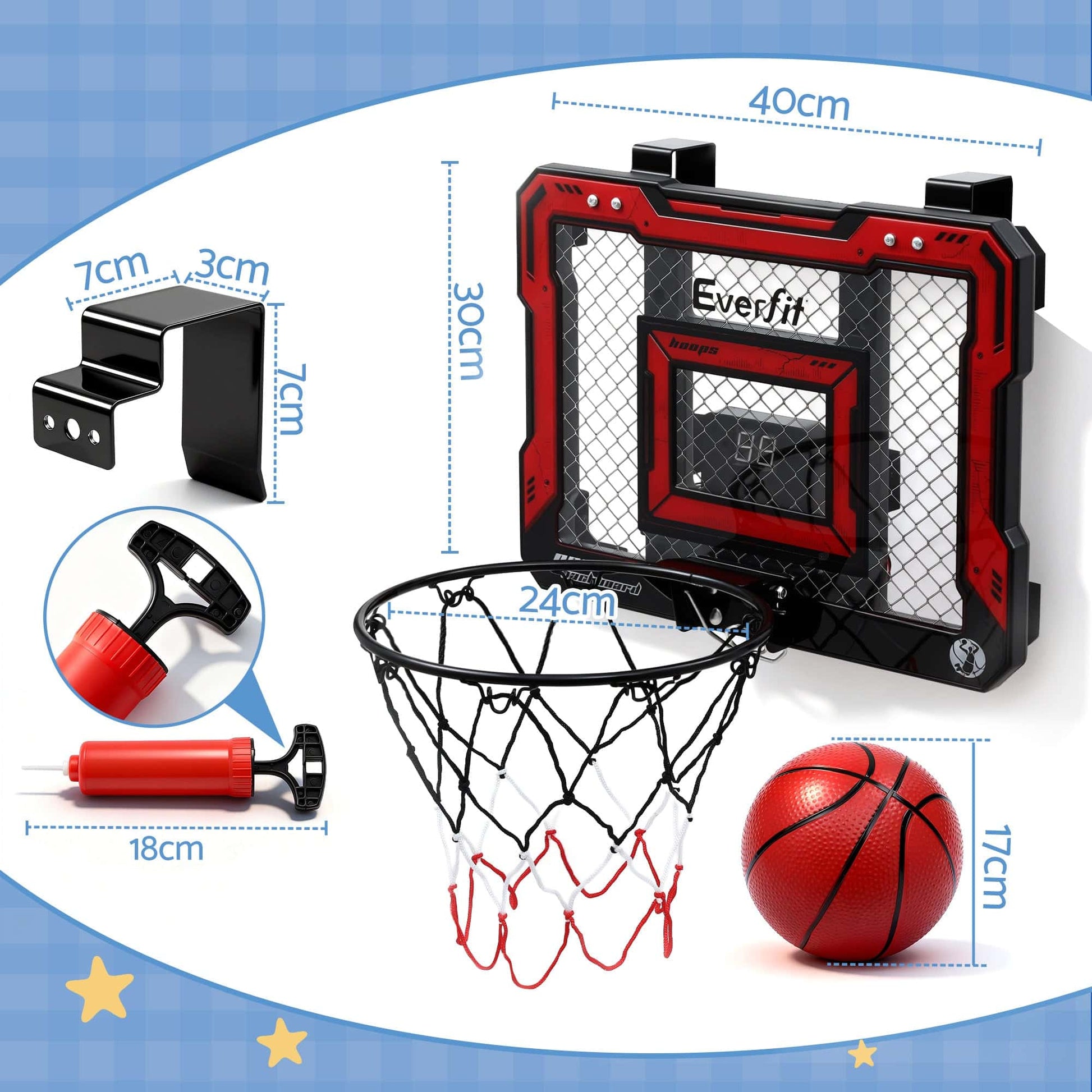 Best Everfit Mini Basketball Hoop Over Door Indoor LED Scoreboard Kids Set 40x30cm | Buy Online at Furniture Things Aust