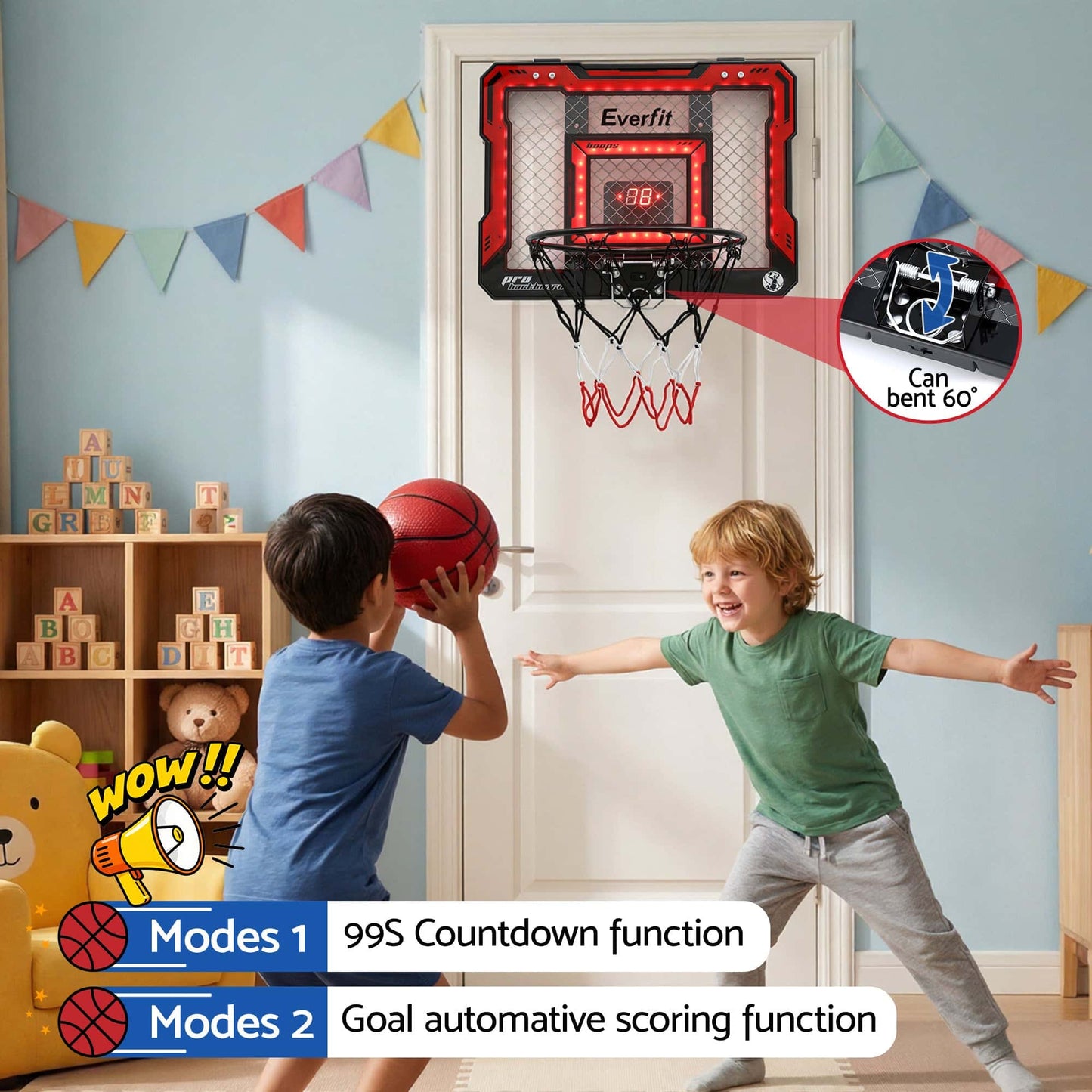 Best Everfit Mini Basketball Hoop Over Door Indoor LED Scoreboard Kids Set 40x30cm | Buy Online at Furniture Things Aust
