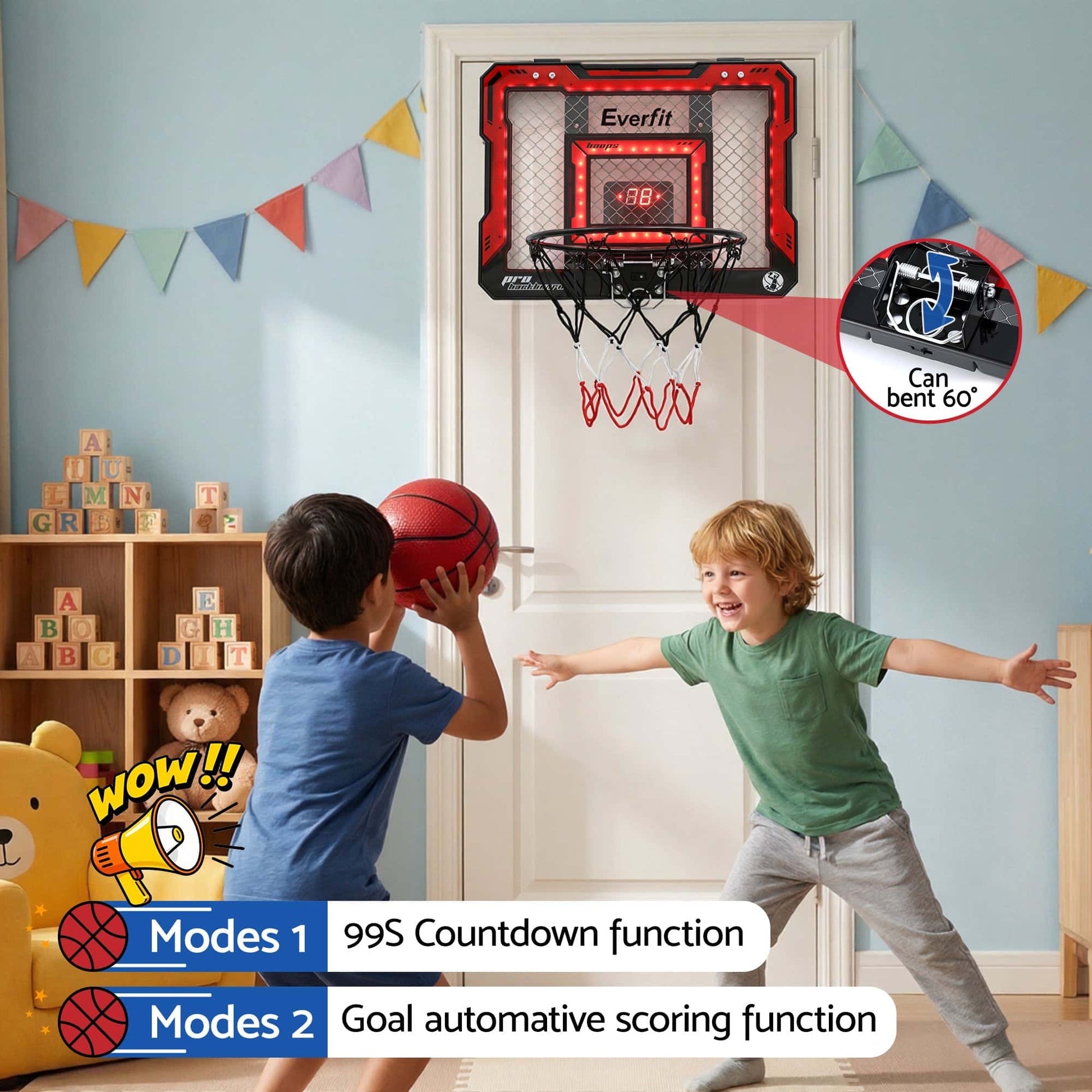 Best Everfit Mini Basketball Hoop Over Door Indoor LED Scoreboard Kids Set 40x30cm | Buy Online at Furniture Things Aust