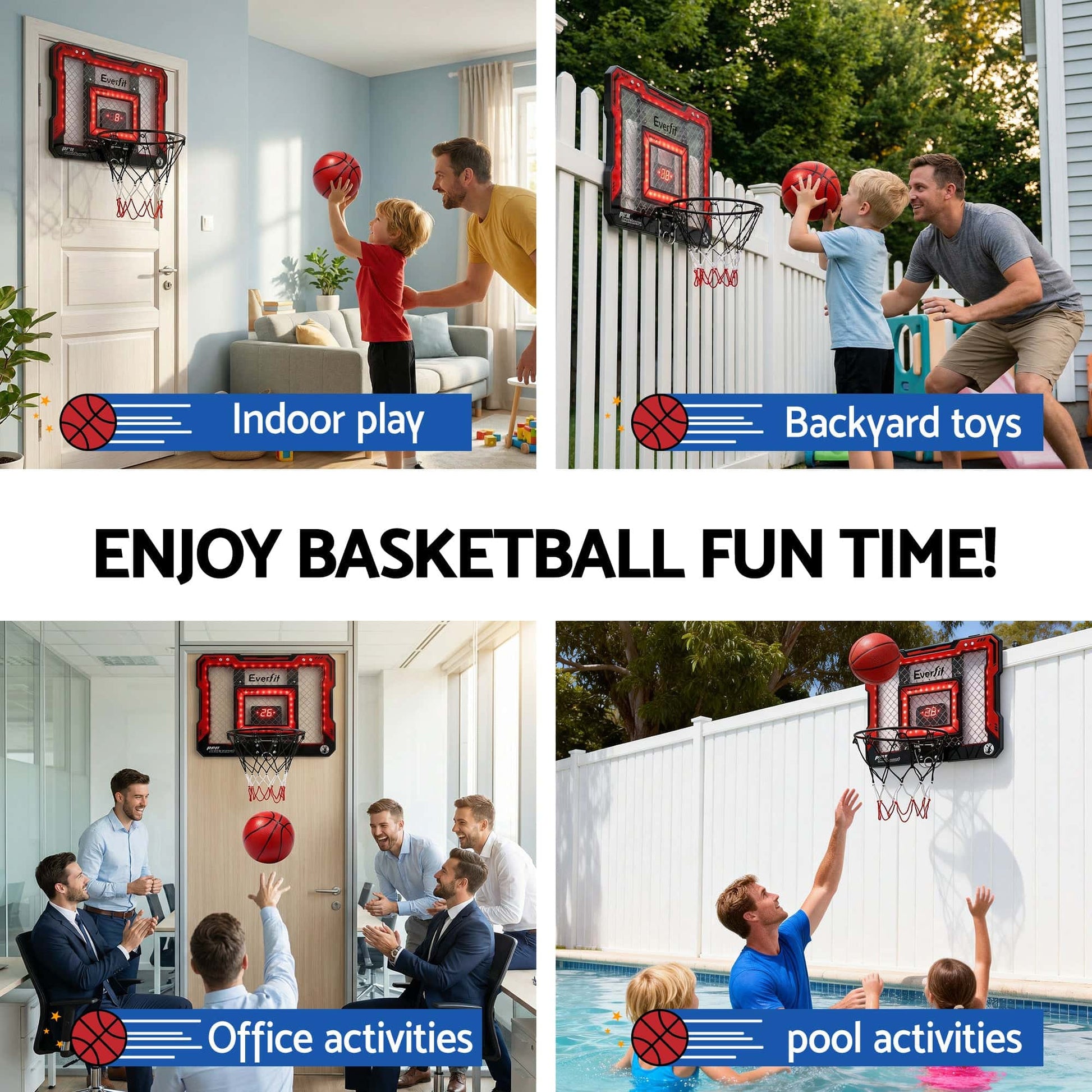 Best Everfit Mini Basketball Hoop Over Door Indoor LED Scoreboard Kids Set 40x30cm | Buy Online at Furniture Things Aust