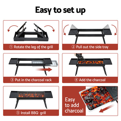 Charcoal BBQ Grill Smoker Portable Barbecue Outdoor Foldable Camping