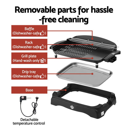1950W Electric BBQ Grill Non-stick Plate for Indoor Outdoor