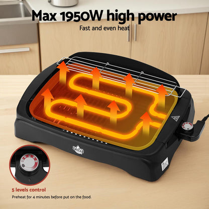 1950W Electric BBQ Grill Non-stick Plate for Indoor Outdoor