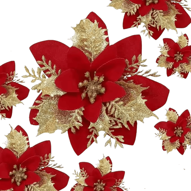 Best Christmas Flower Ornaments with Glitter Silk 22pcs | Buy Online at Furniture Things Australia