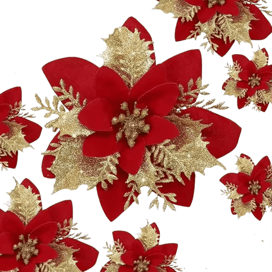 Best Christmas Flower Ornaments with Glitter Silk 22pcs | Buy Online at Furniture Things Australia