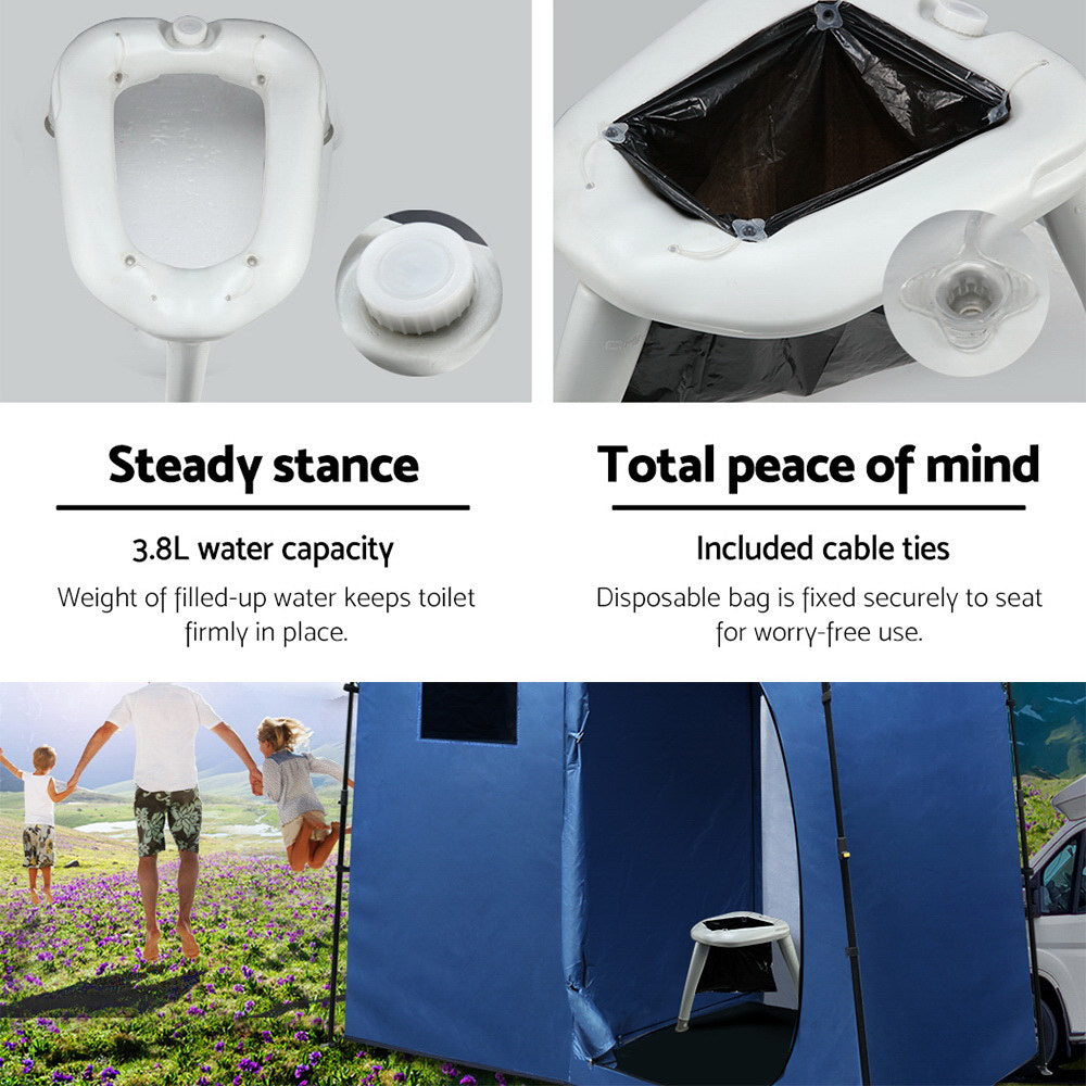 Portable Folding Toilet /w Plastic Bag for Outdoor Camping