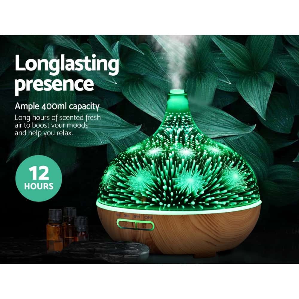Best Aroma Diffuser Aromatherapy 3D Glass 400ml | Buy Online at Furniture Things Australia