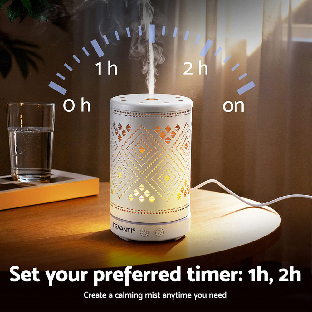 Ultrasonic Aroma Diffuser 100ml LED Lights Iron Humidifier