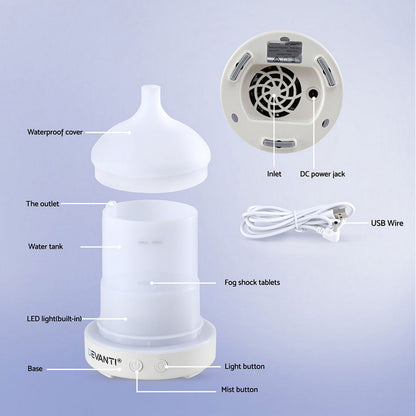 Ultrasonic Aroma Diffuser 100ml LED Lights Iron Humidifier