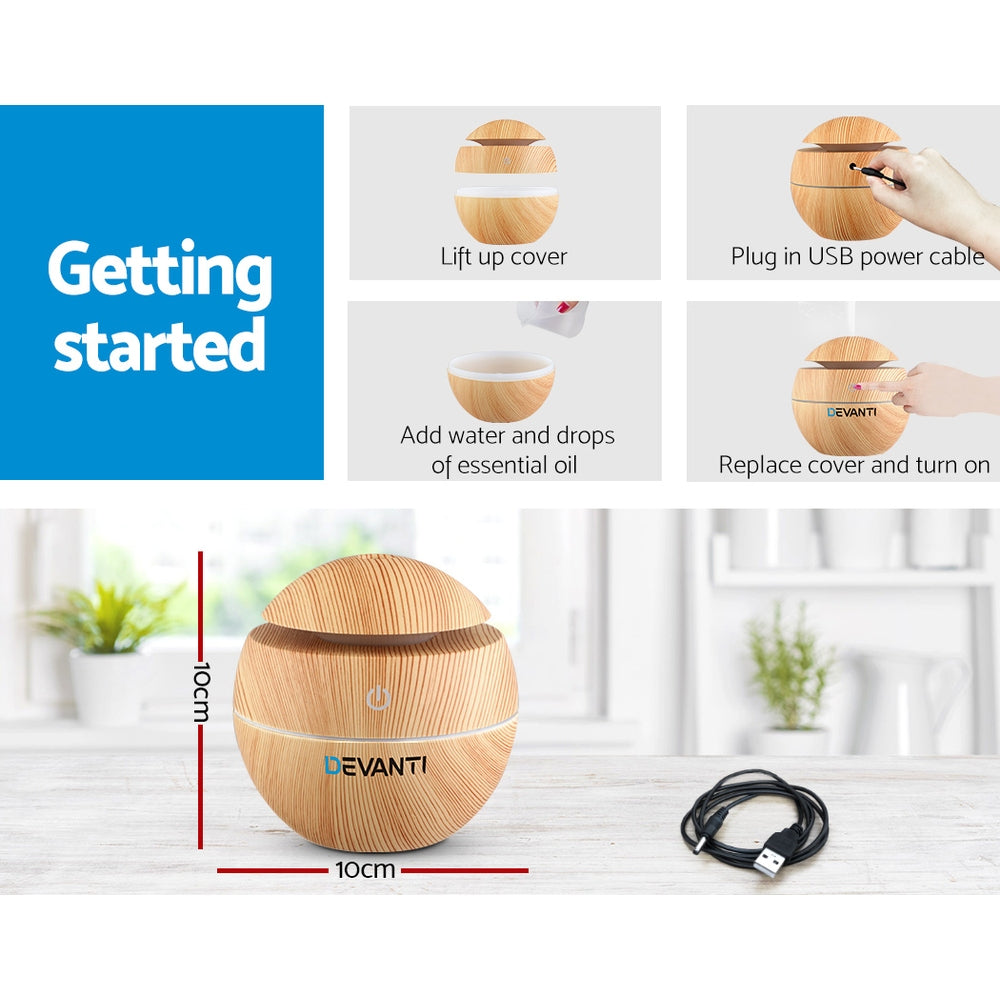Aroma Diffuser Aromatherapy Light Wood 130ml