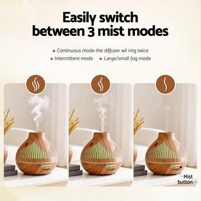 Ultrasonic Aroma Diffuser Aromatherapy 400ml LED Lights