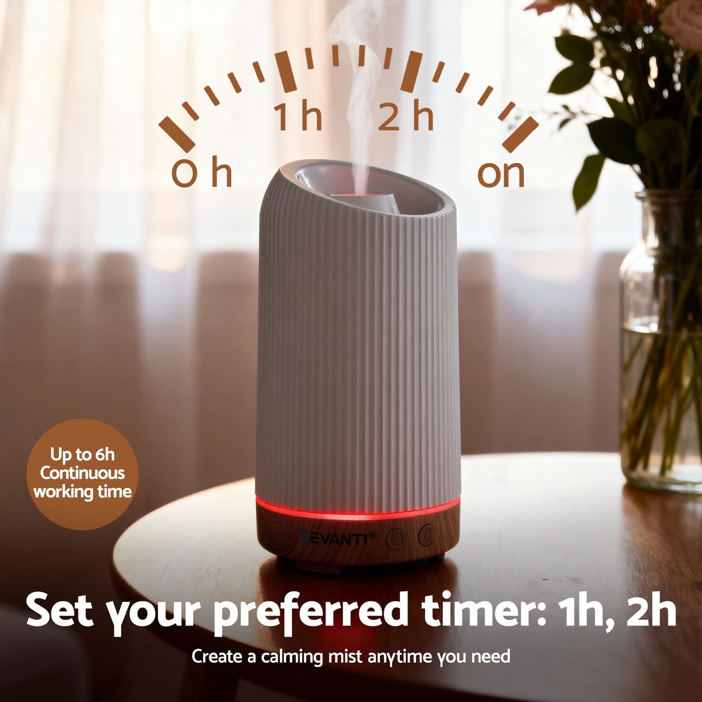 Ultrasonic Aroma Diffuser Aromatherapy 200ml LED Lights