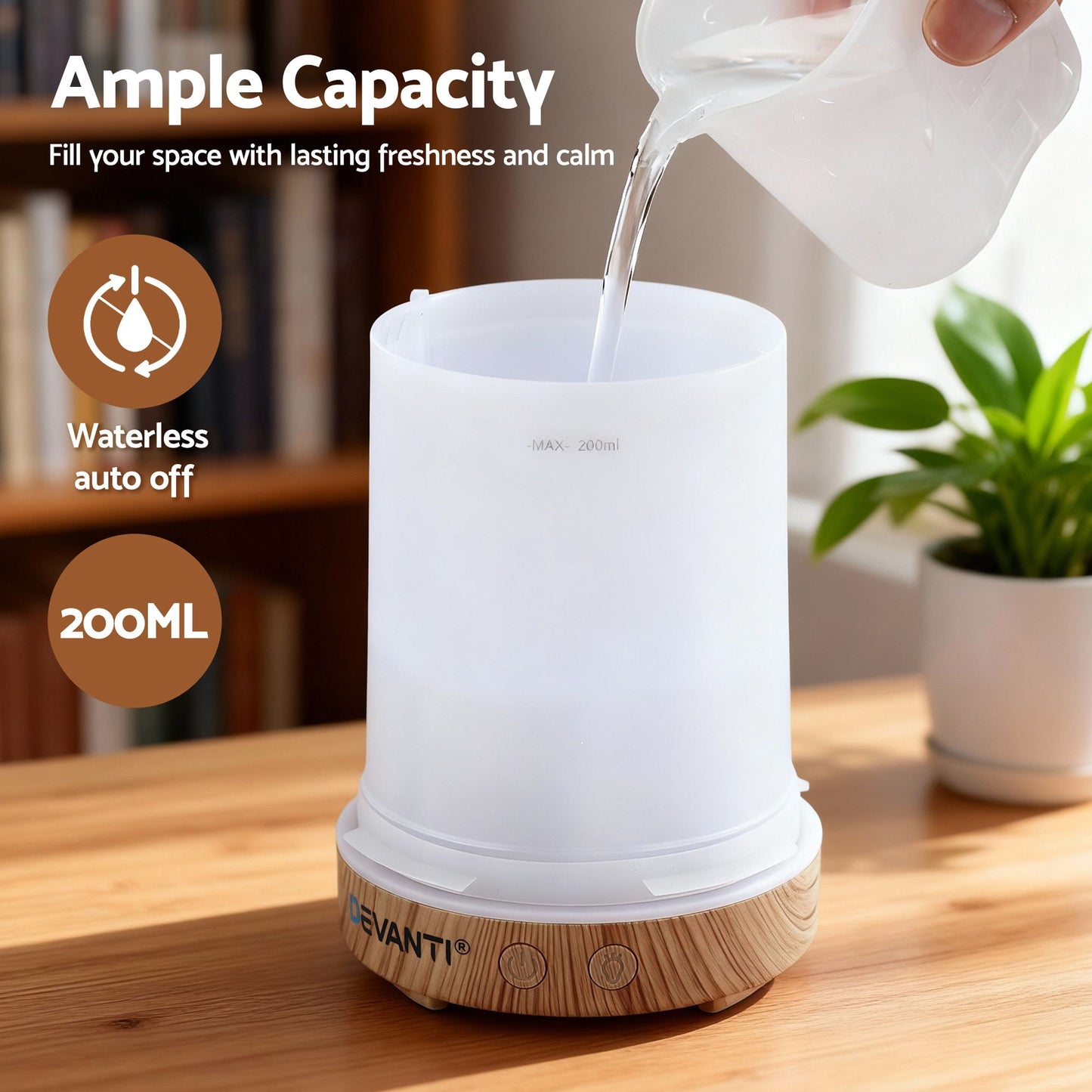 Ultrasonic Aroma Diffuser Aromatherapy 200ml LED Lights