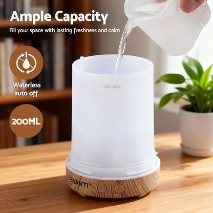 Ultrasonic Aroma Diffuser Aromatherapy 200ml LED Lights