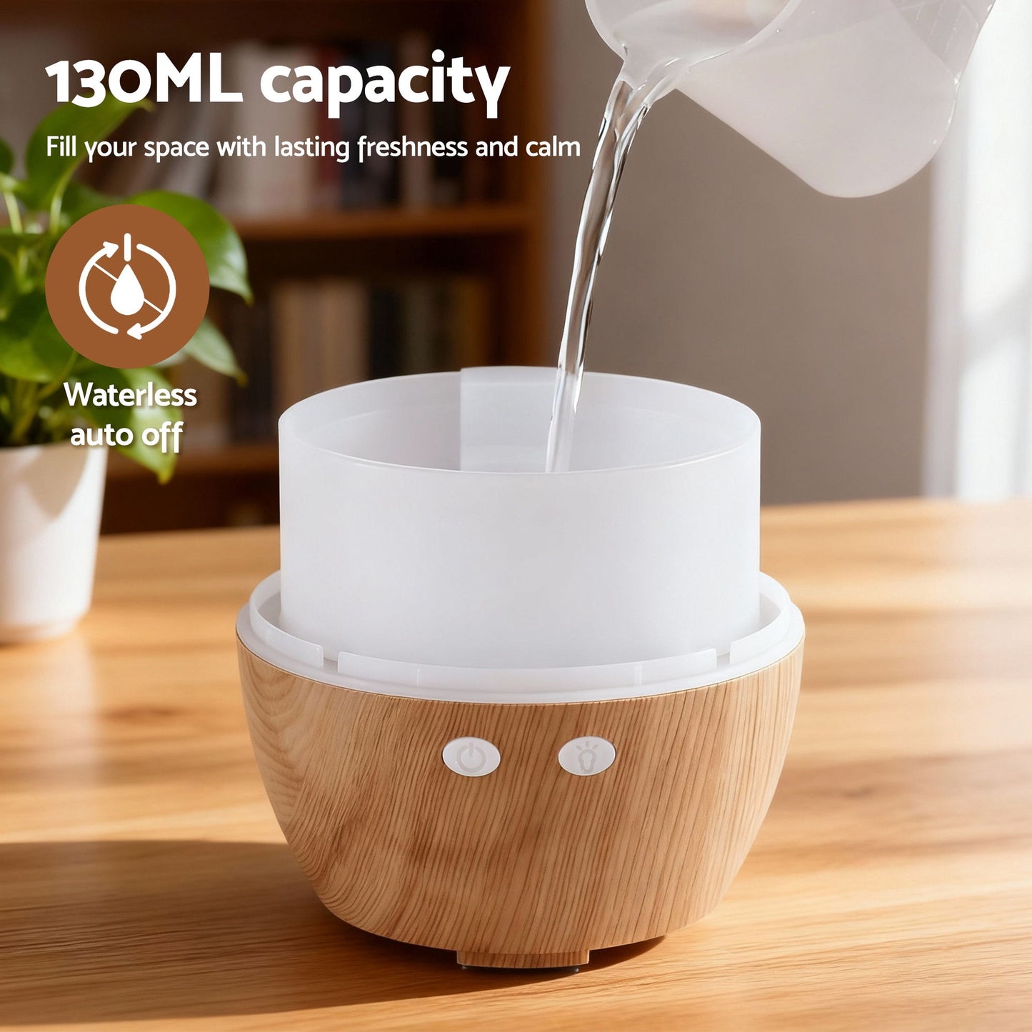Ultrasonic Aroma Diffuser Aromatherapy 130ml LED Lights