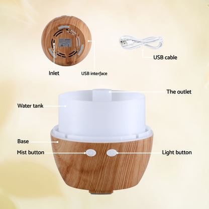 Ultrasonic Aroma Diffuser Aromatherapy 130ml LED Lights